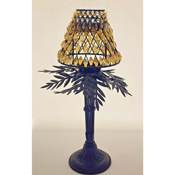 CANDLE HOLDER-Palm Tree-Tea Light-Beaded Shade-Table Stand-Unique-Tropical - Picture 6 of 12